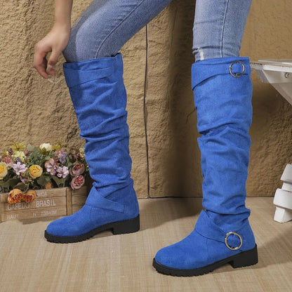 Knee High Riding Boots - Blue