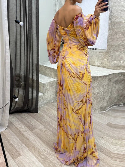 Off Shoulder Floral Maxi Dress