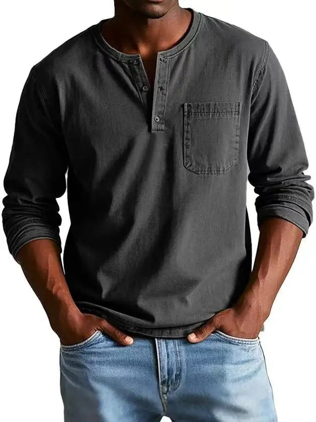 Men's Henley Shirt - Black