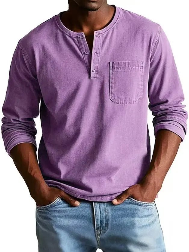 Men's Henley Shirt - Purple