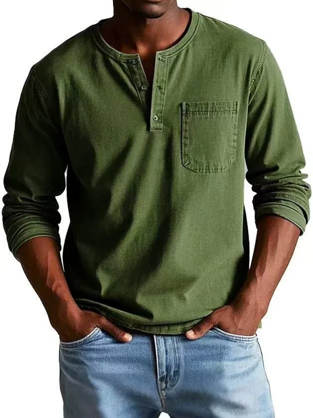 Men's Henley Shirt - Army Green