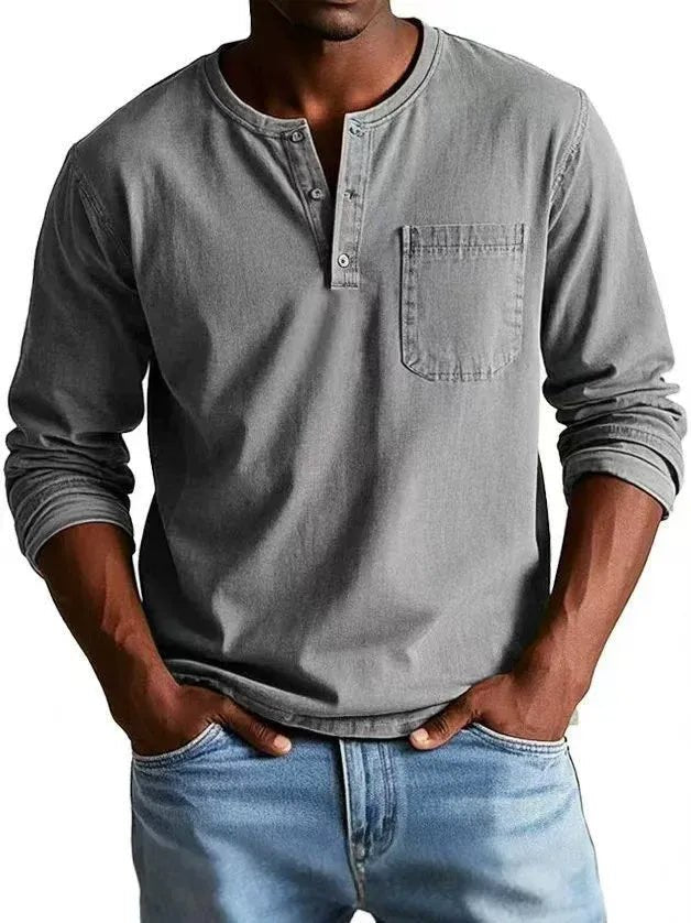 Men's Henley Shirt - Grey