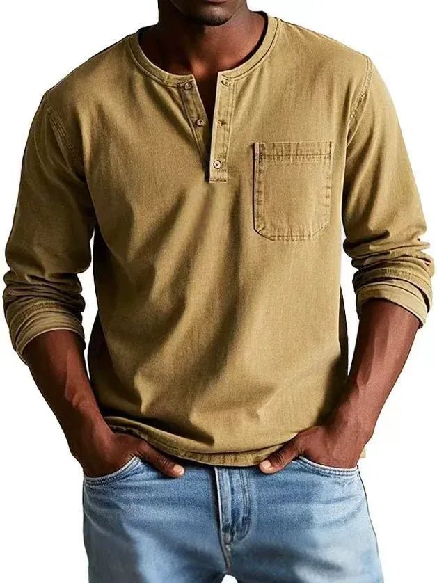 Men's Henley Shirt - Khaki