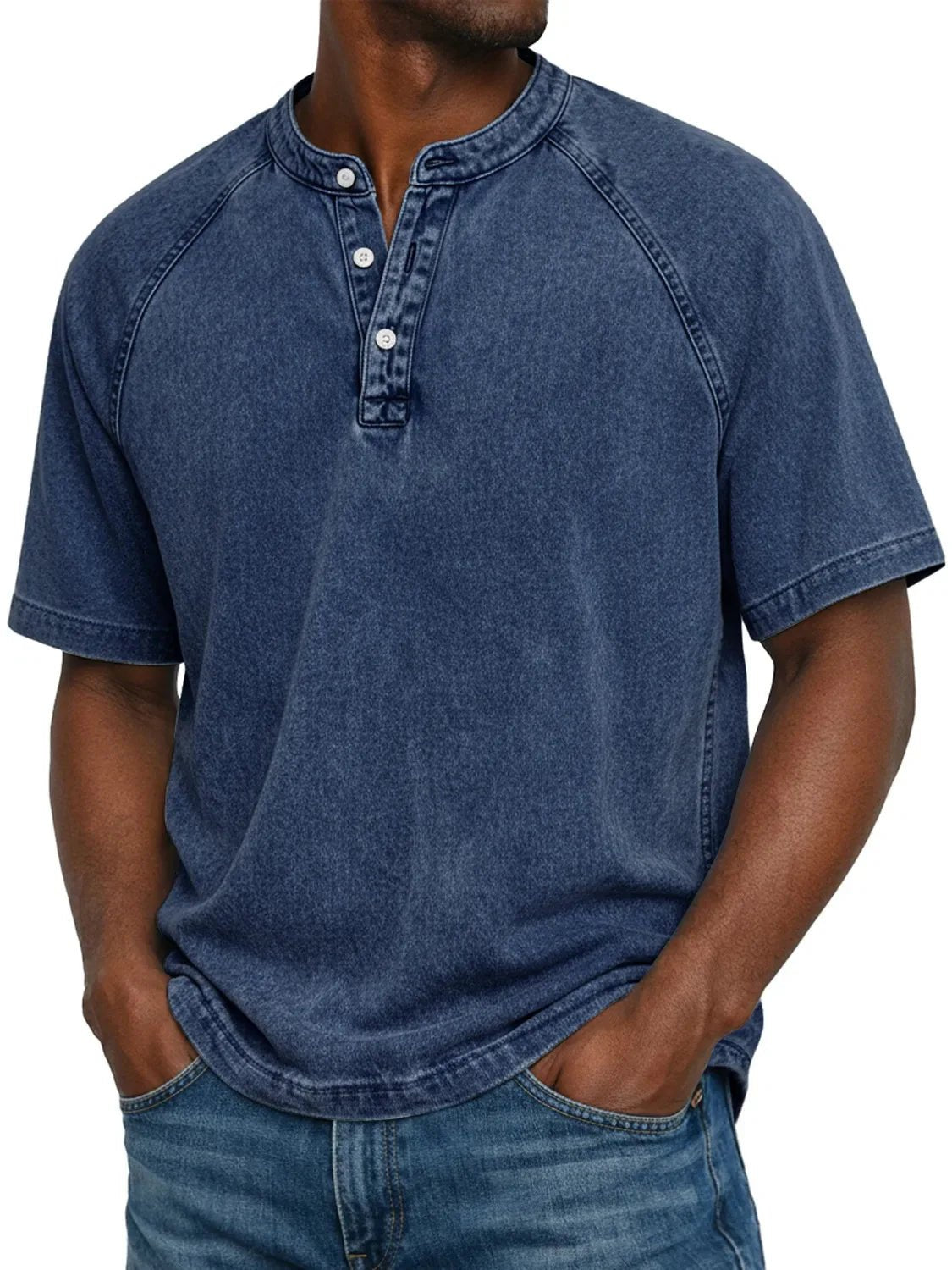 Men's Henley T-Shirt - Navy Blue