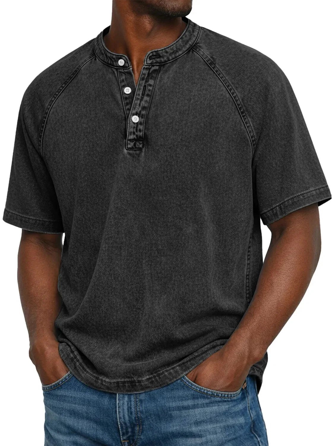 Men's Henley T-Shirt - Black