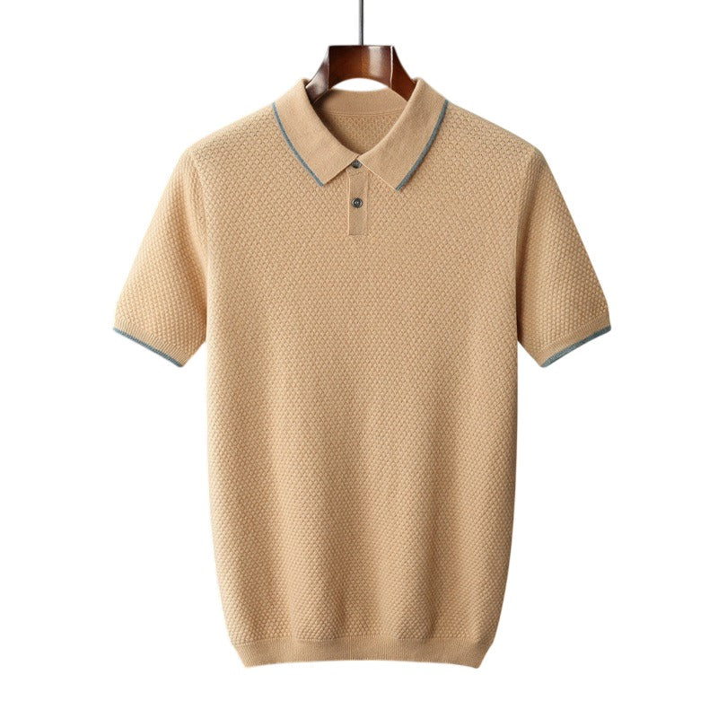 Short Sleeve Knit Polo Shirt - Dune