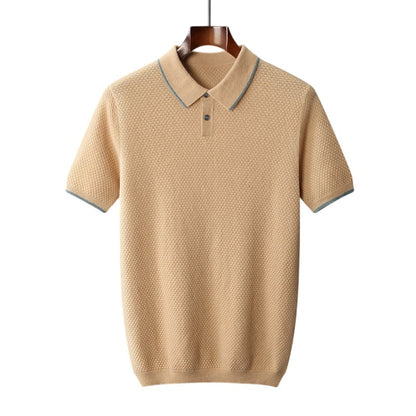 Short Sleeve Knit Polo Shirt - Dune