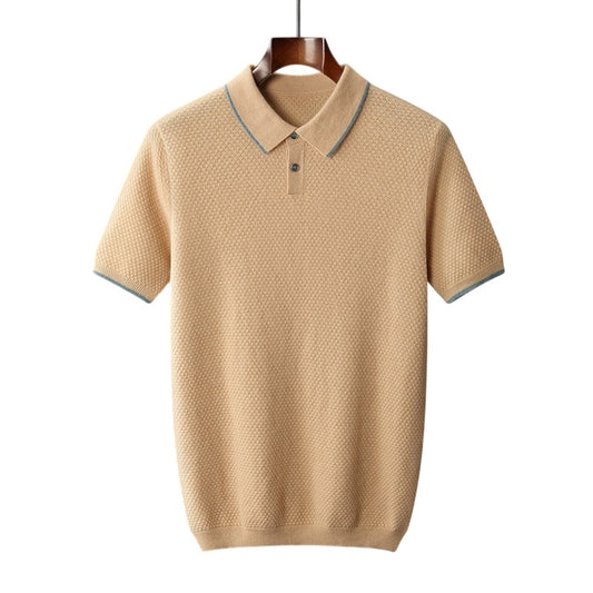 Short Sleeve Knit Polo Shirt - Dune