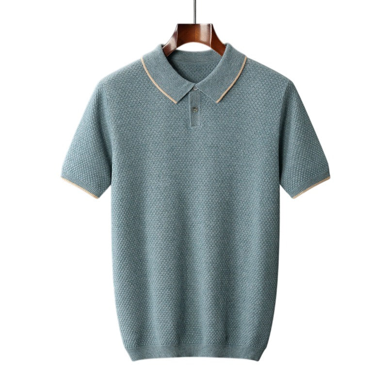 Short Sleeve Knit Polo Shirt - Sage