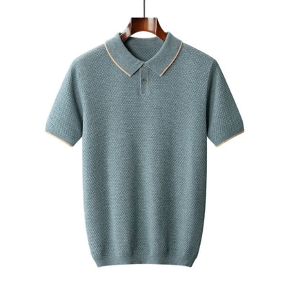 Short Sleeve Knit Polo Shirt - Sage