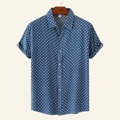 Polka Dot Short Sleeve Shirt - Blau