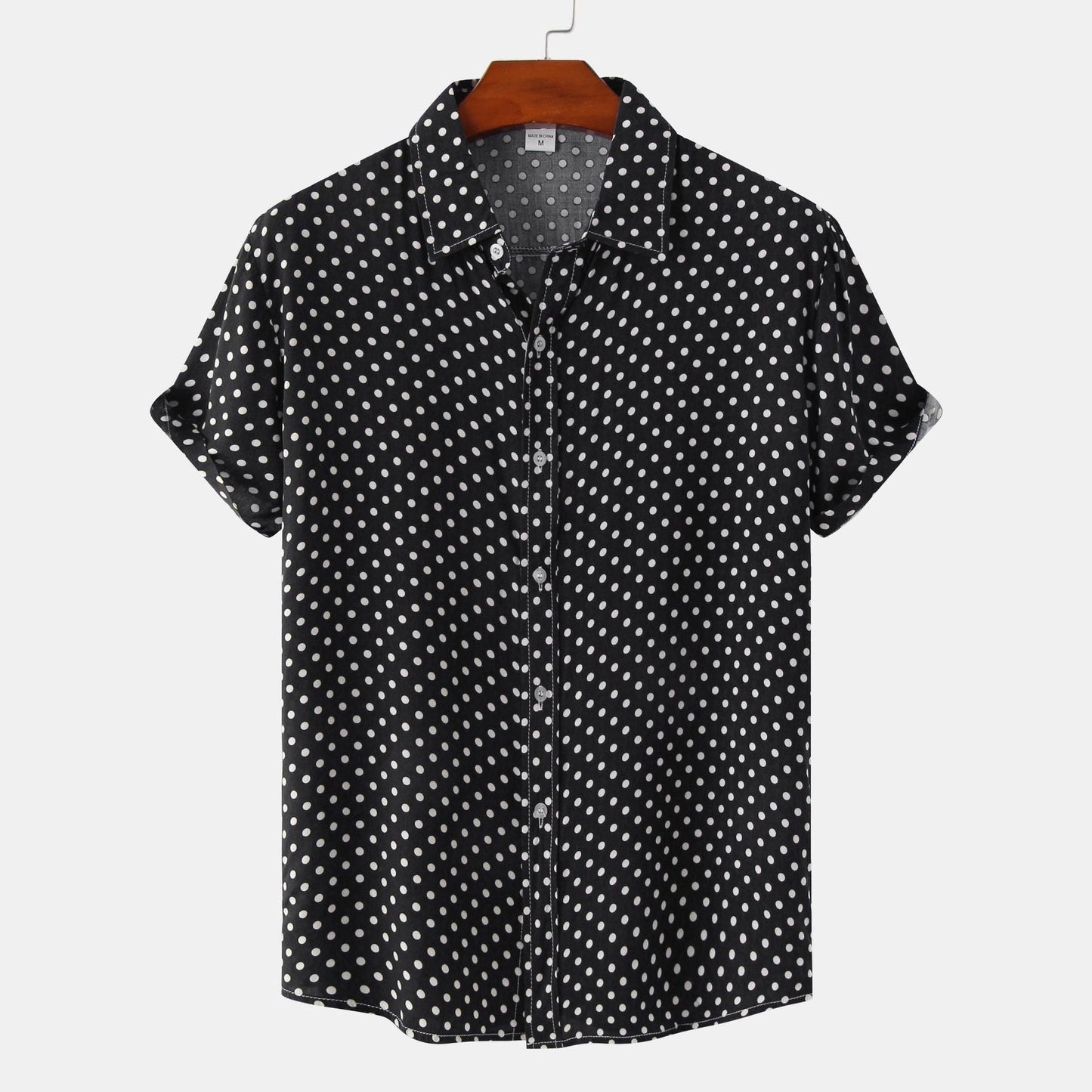 Polka Dot Short Sleeve Shirt - Black