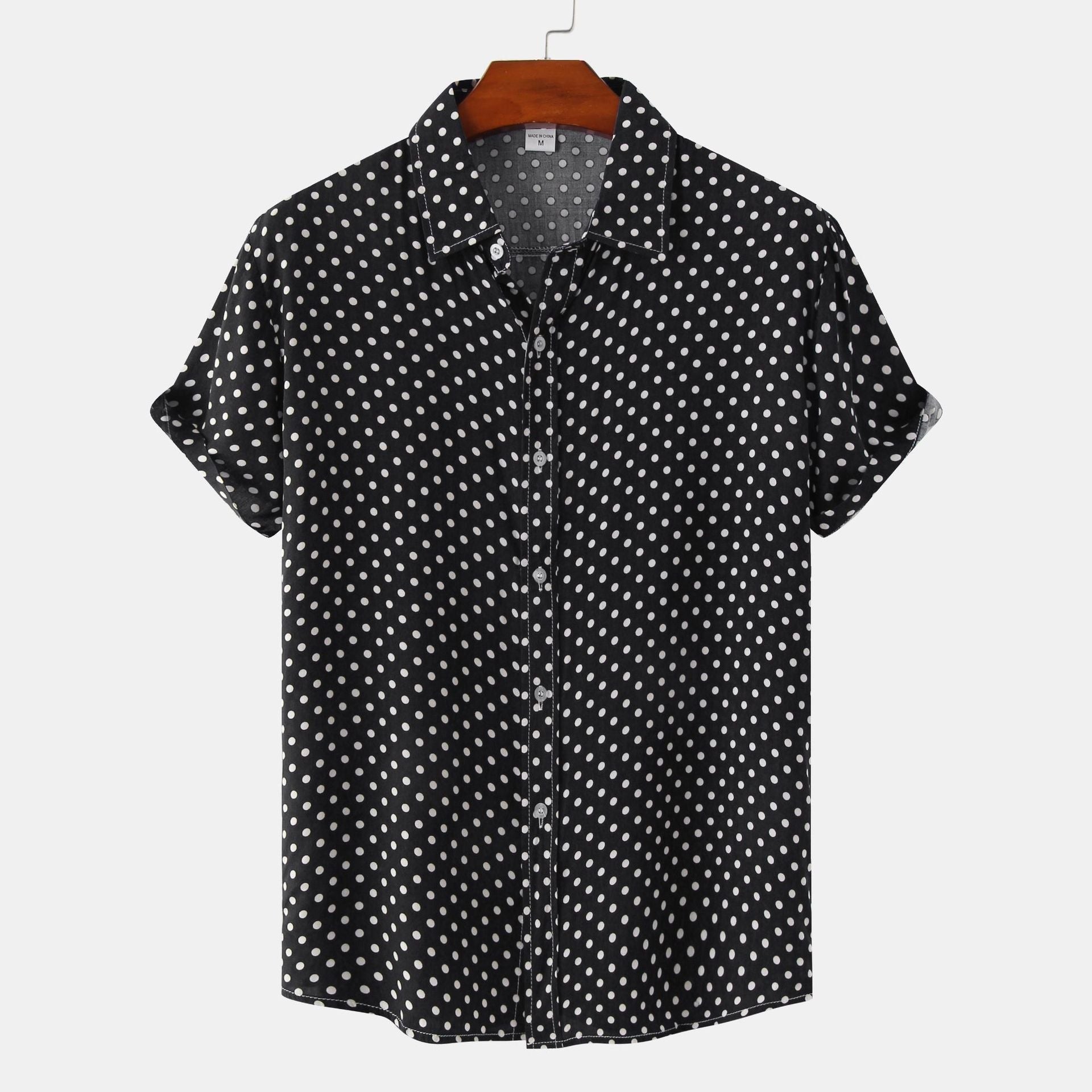 Polka Dot Short Sleeve Shirt - Black