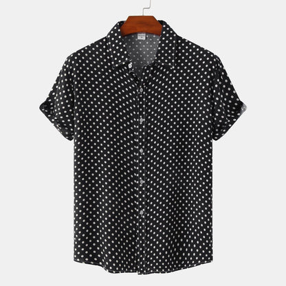 Polka Dot Short Sleeve Shirt - Black