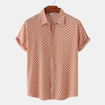 Polka Dot Short Sleeve Shirt - Pink