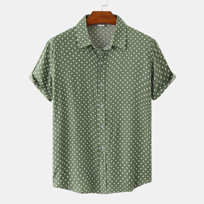 Polka Dot Short Sleeve Shirt - Green