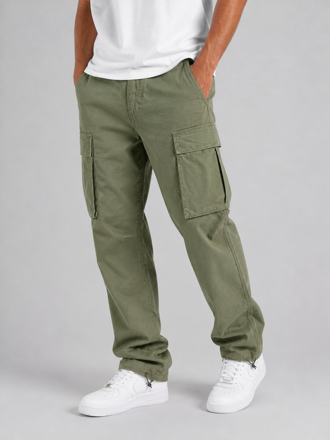 Men's Straight Cargo Pants - Army Green