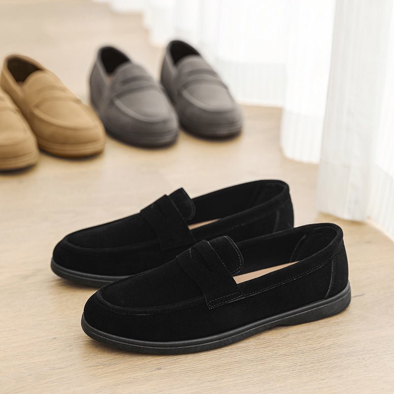 Men's Suede Penny Loafers - Black