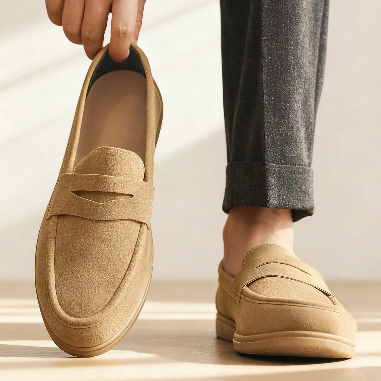 Men's Suede Penny Loafers