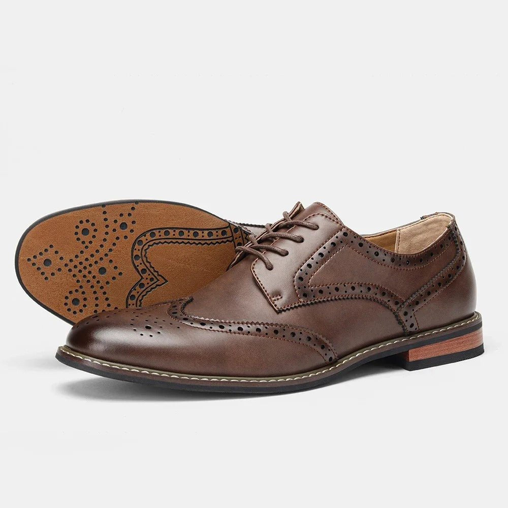 Men's Wingtip Brogue Oxford Shoes - Dark Brown